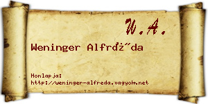 Weninger Alfréda névjegykártya